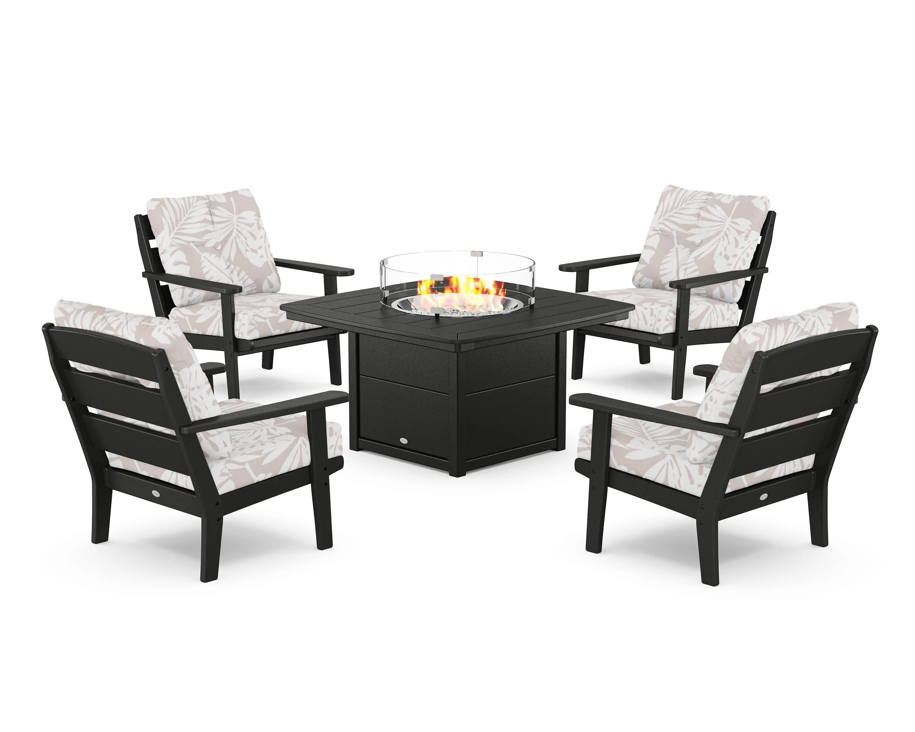 Lakeside 5-Piece Deep Seating Set with Nautical Fire Pit Table