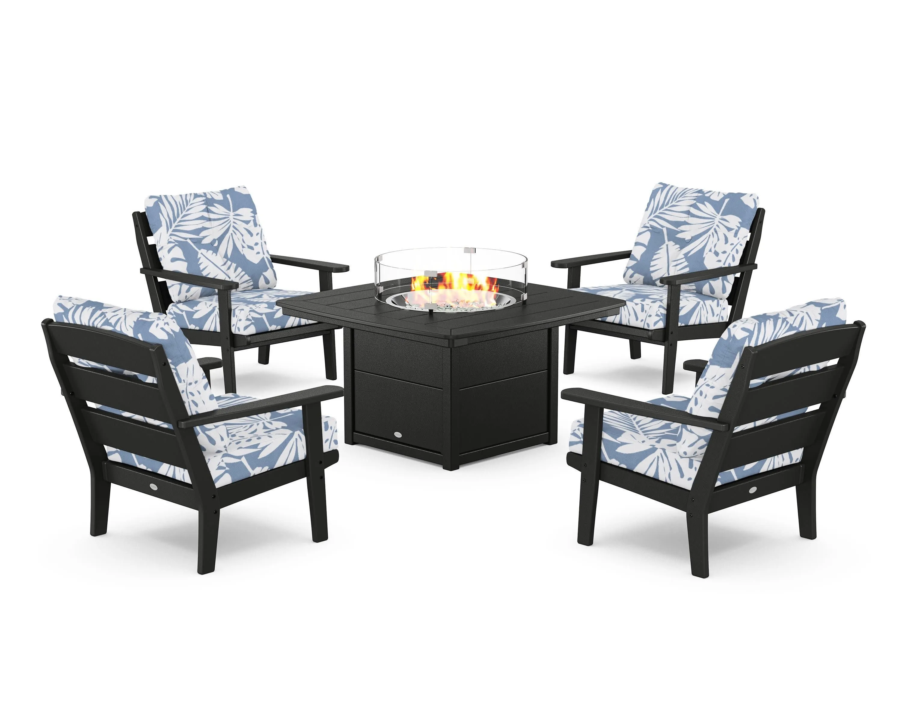 Lakeside 5-Piece Deep Seating Set with Nautical Fire Pit Table