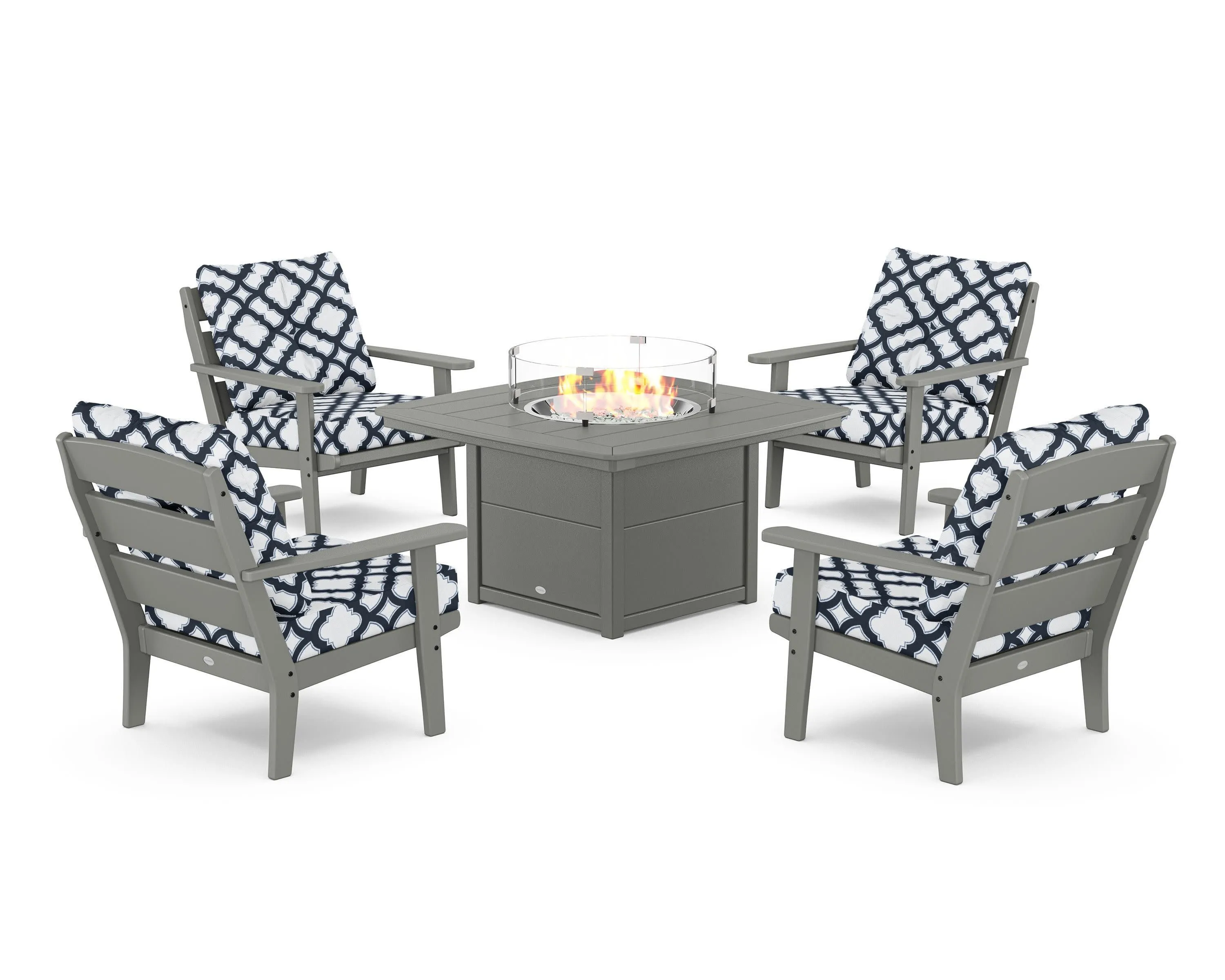Lakeside 5-Piece Deep Seating Set with Nautical Fire Pit Table