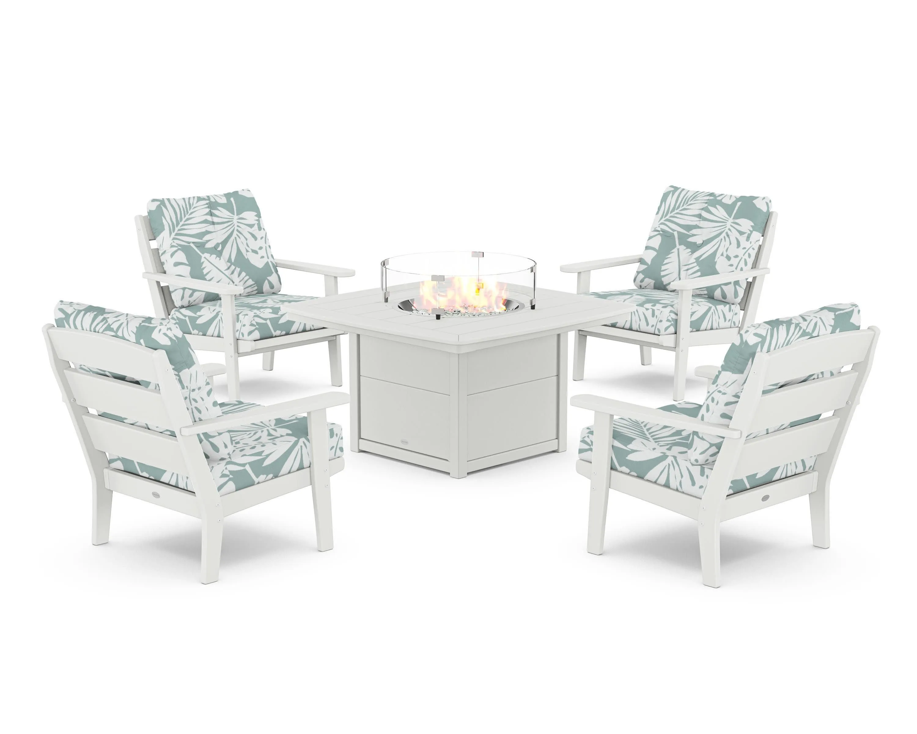 Lakeside 5-Piece Deep Seating Set with Nautical Fire Pit Table