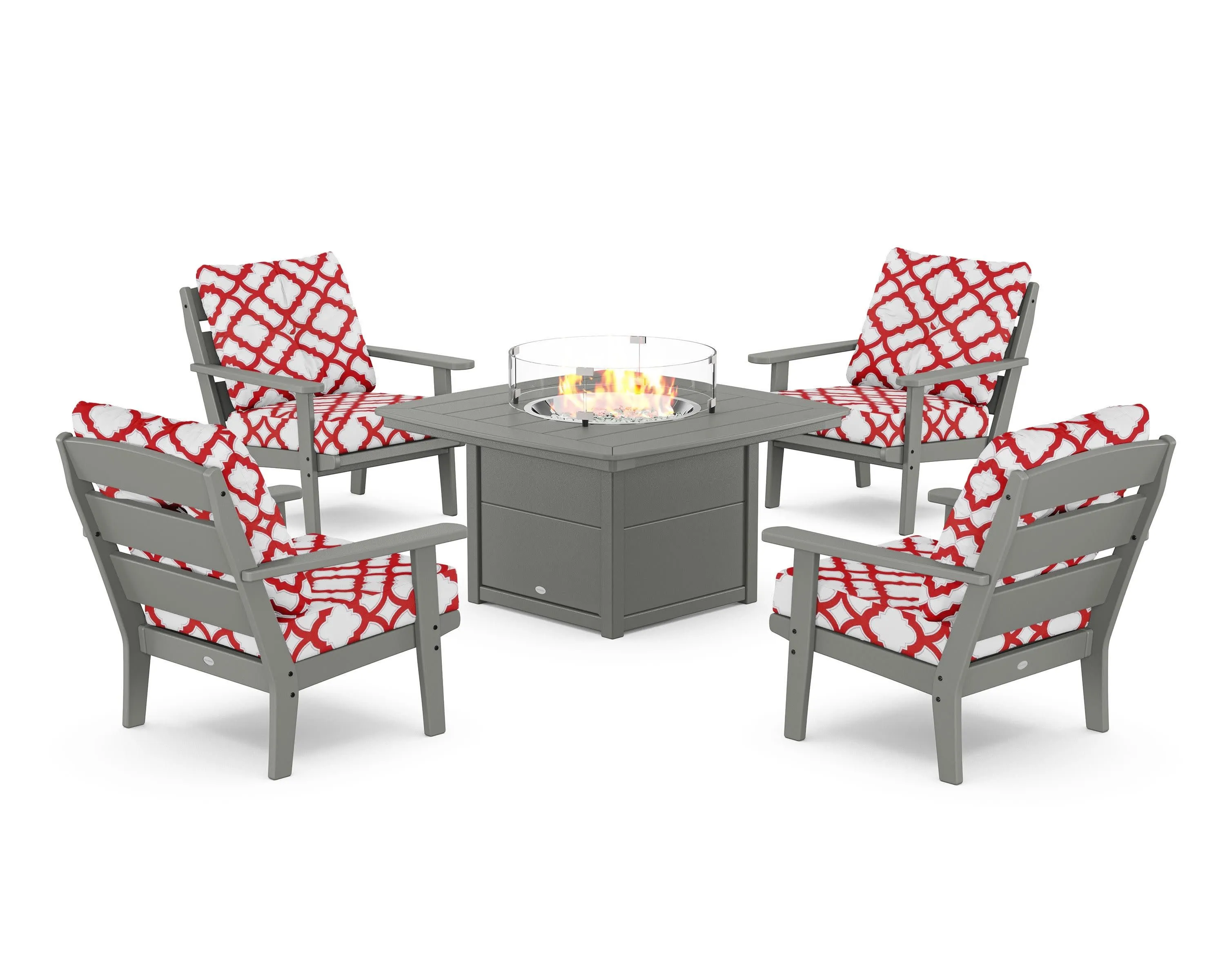 Lakeside 5-Piece Deep Seating Set with Nautical Fire Pit Table
