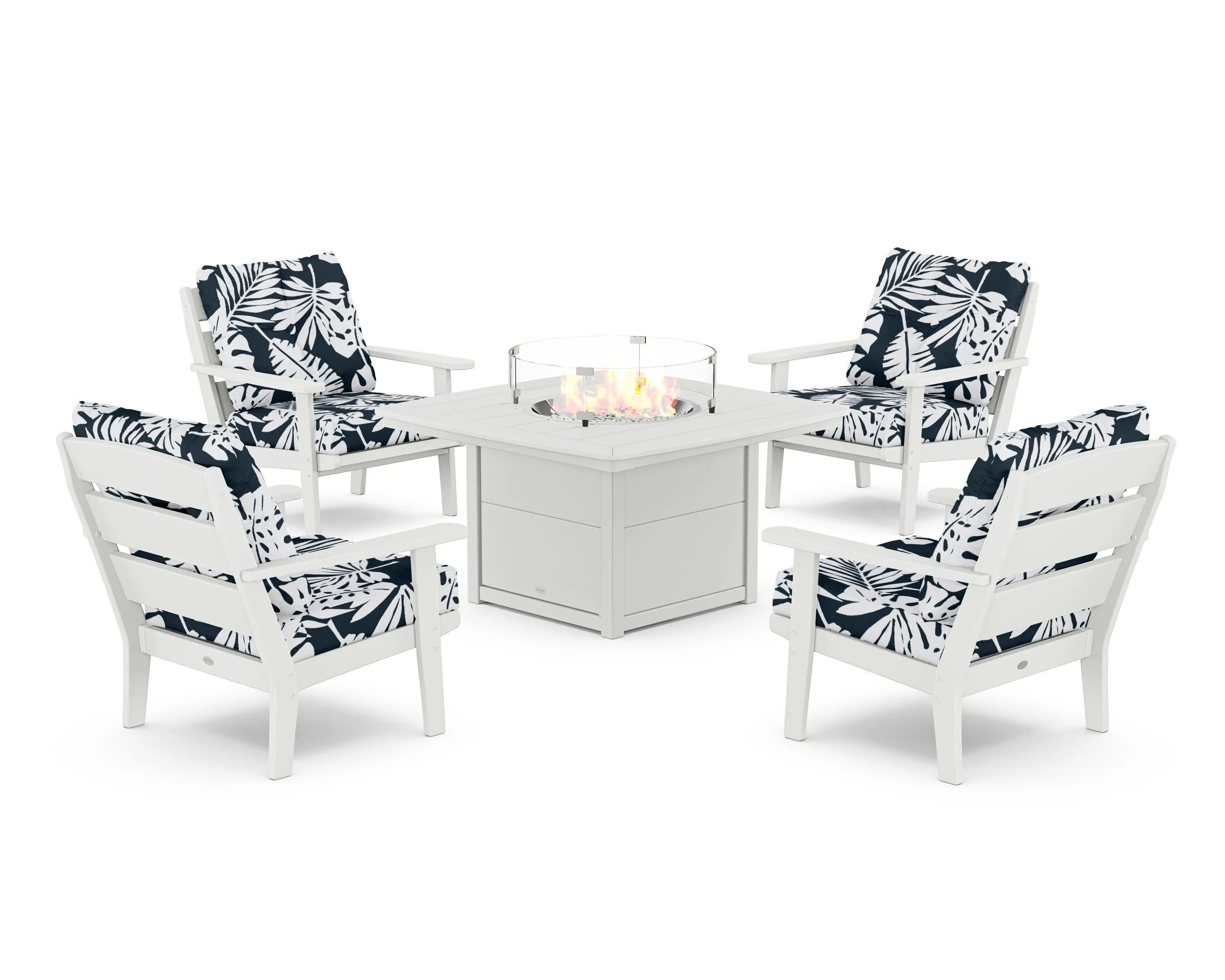 Lakeside 5-Piece Deep Seating Set with Nautical Fire Pit Table