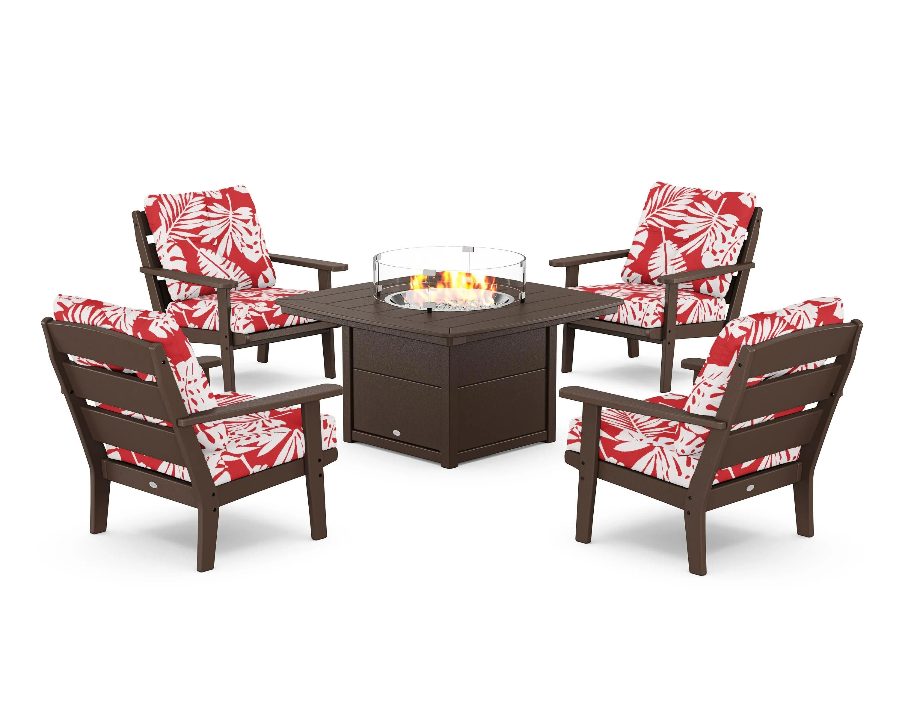 Lakeside 5-Piece Deep Seating Set with Nautical Fire Pit Table