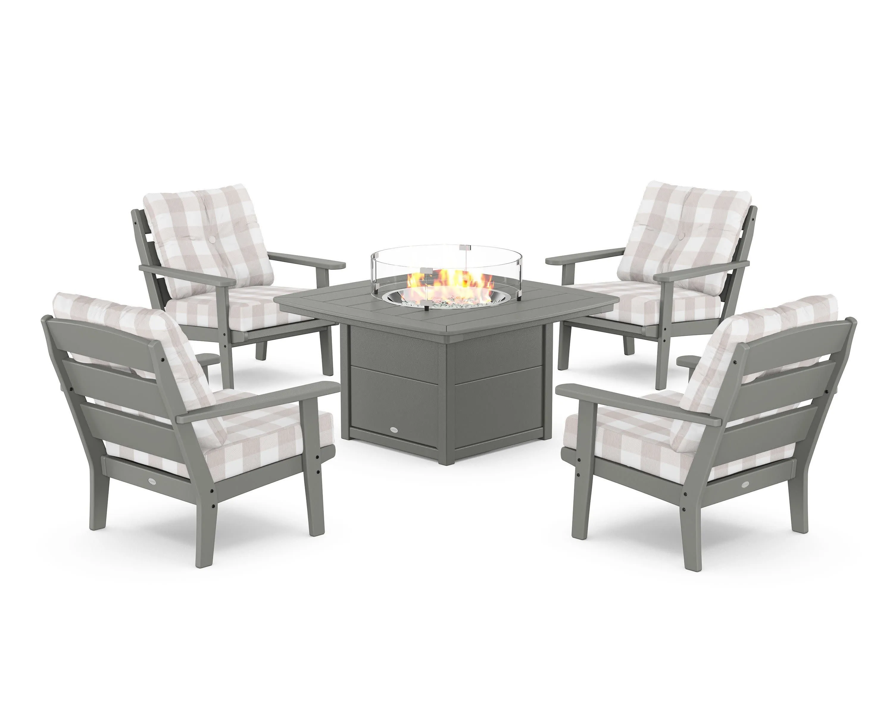 Lakeside 5-Piece Deep Seating Set with Nautical Fire Pit Table