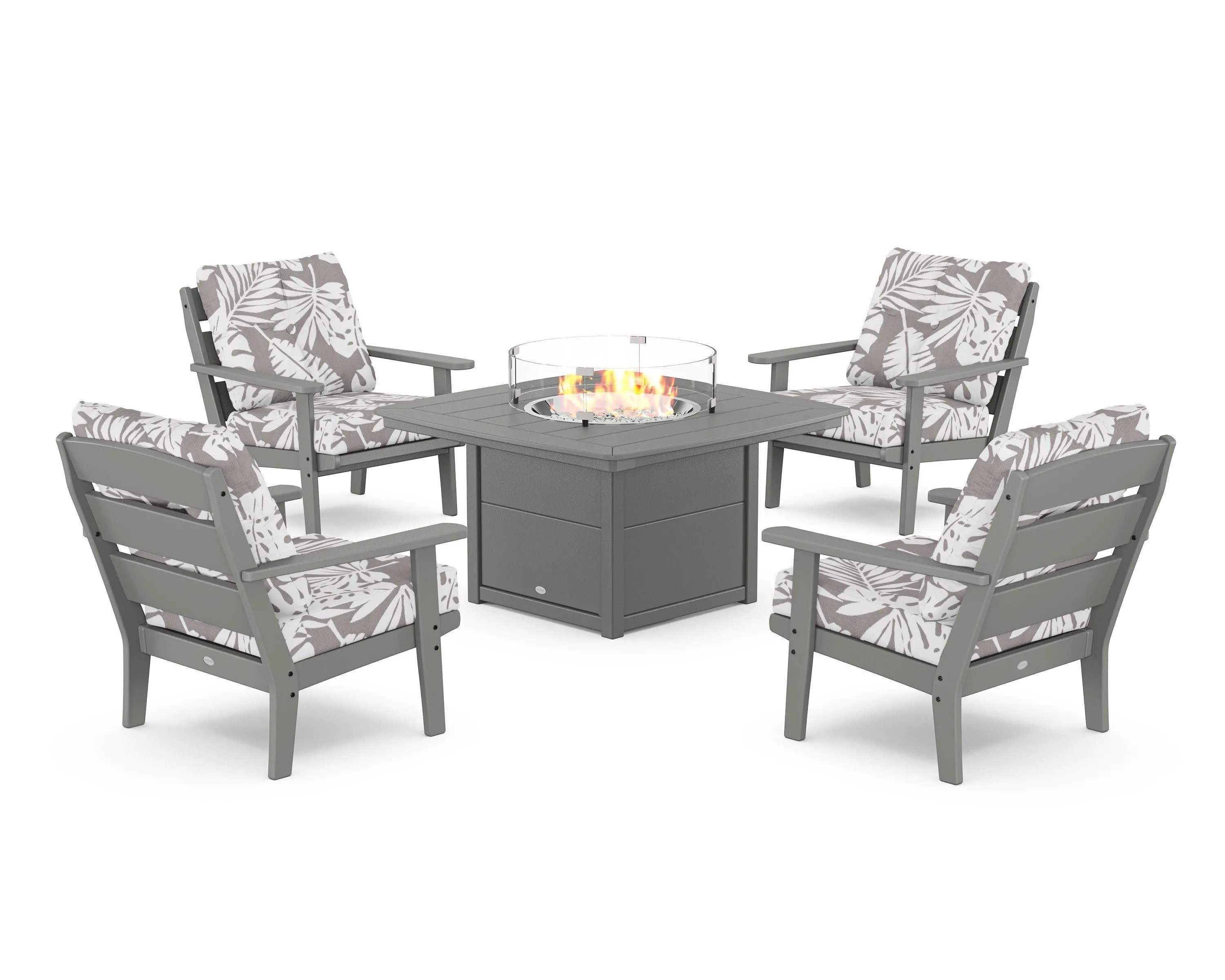 Lakeside 5-Piece Deep Seating Set with Nautical Fire Pit Table