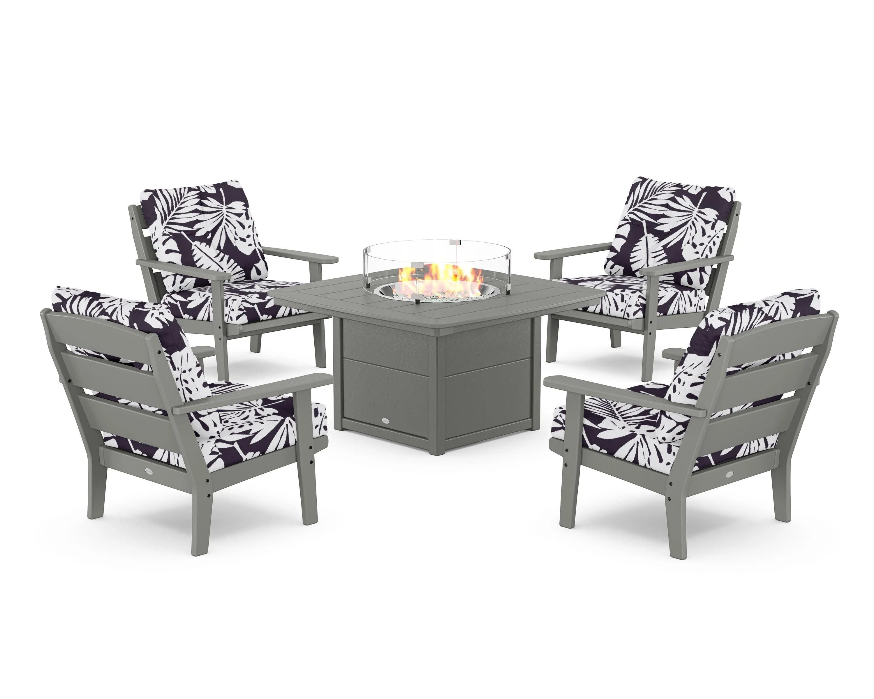 Lakeside 5-Piece Deep Seating Set with Nautical Fire Pit Table