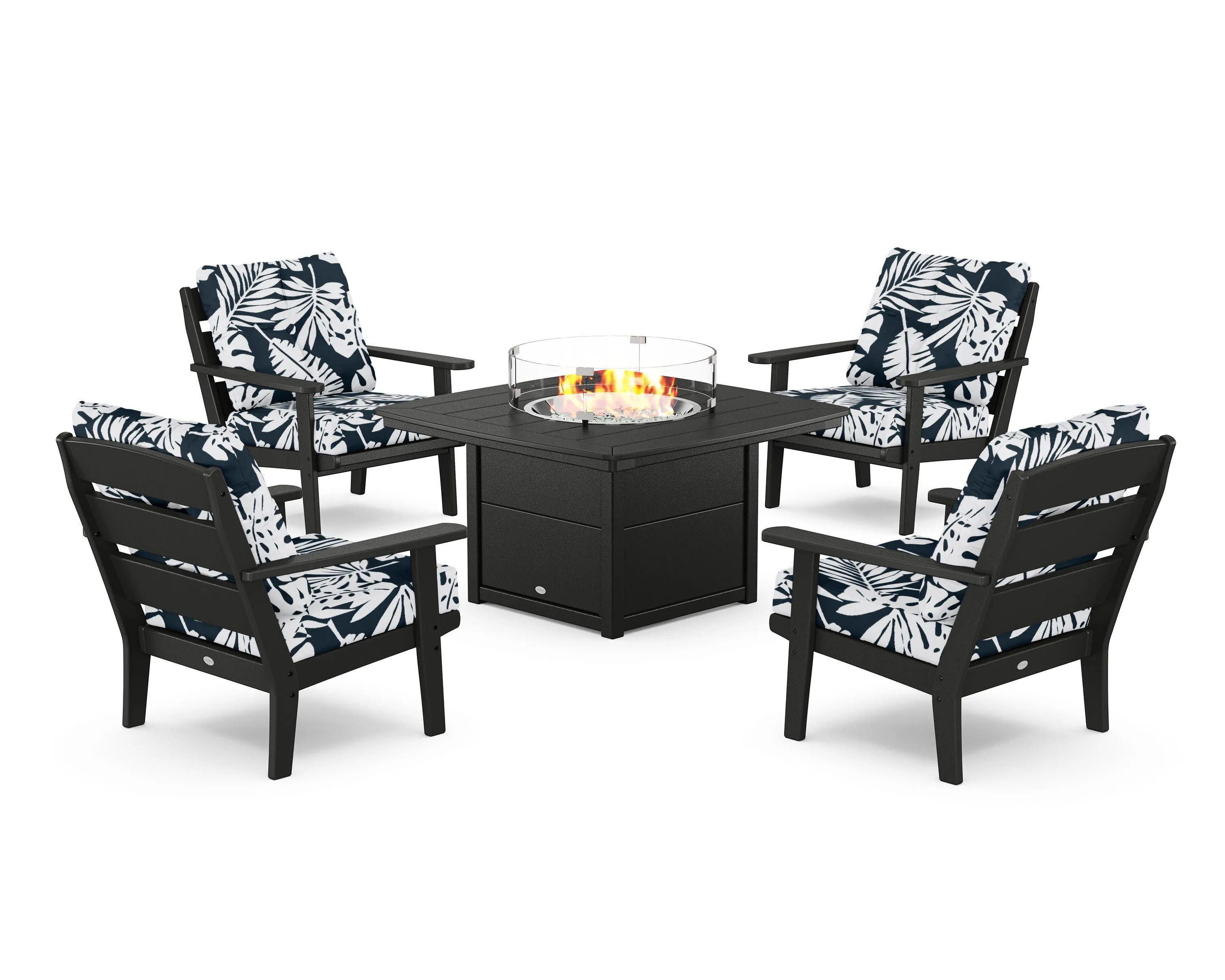 Lakeside 5-Piece Deep Seating Set with Nautical Fire Pit Table