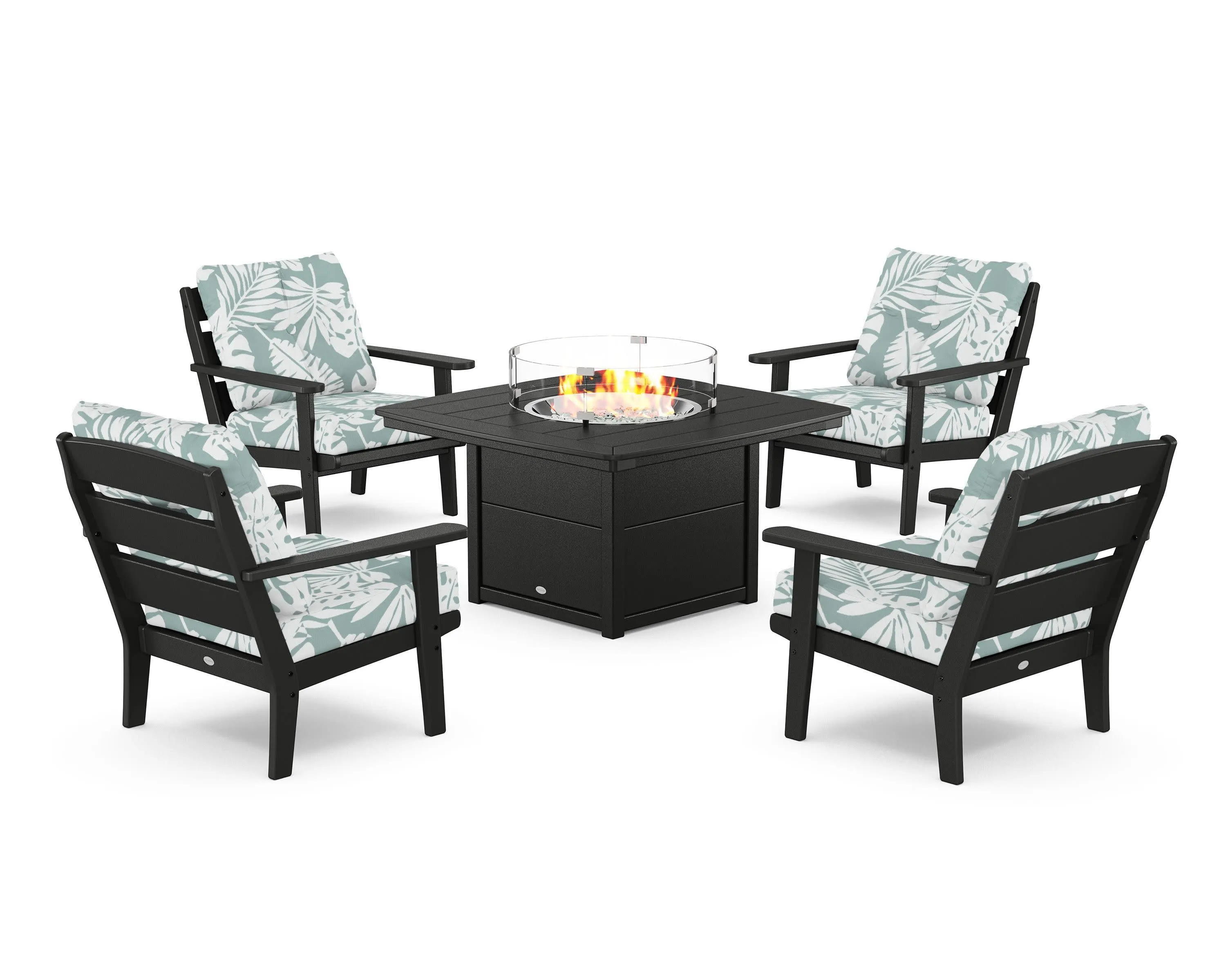 Lakeside 5-Piece Deep Seating Set with Nautical Fire Pit Table
