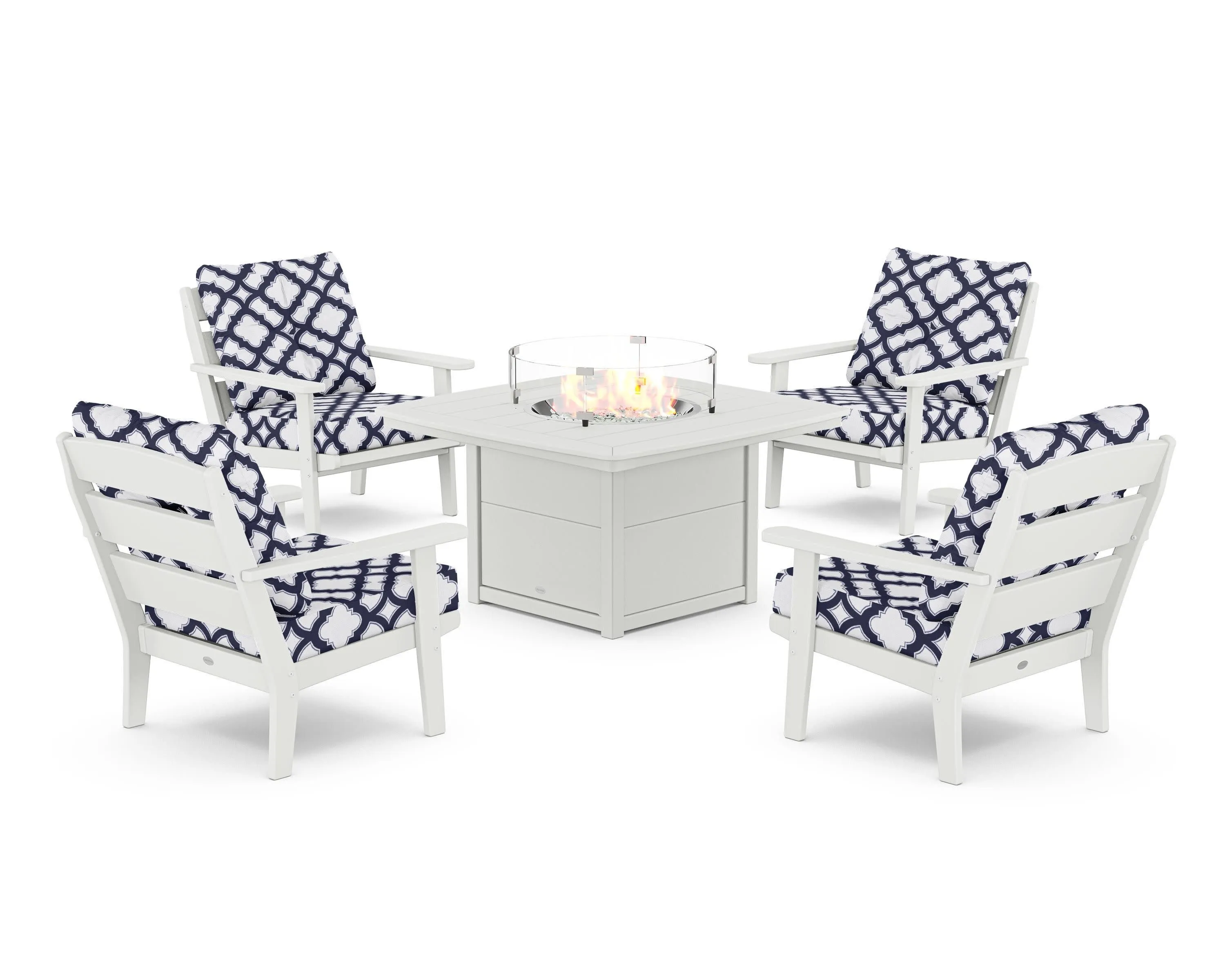 Lakeside 5-Piece Deep Seating Set with Nautical Fire Pit Table