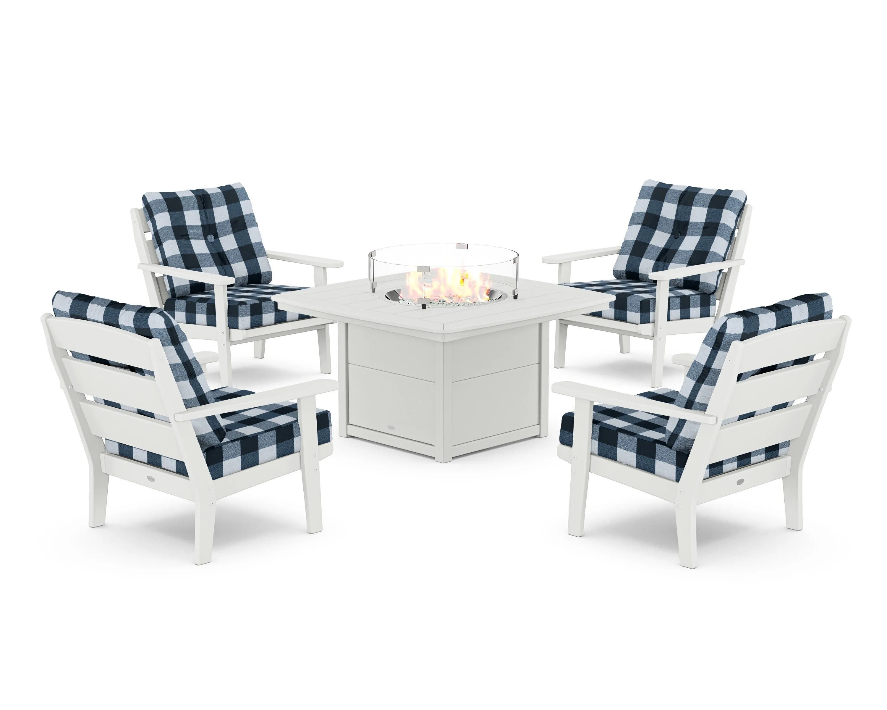 Lakeside 5-Piece Deep Seating Set with Nautical Fire Pit Table