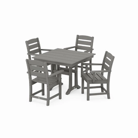 Lakeside 5-Piece Farmhouse Trestle Arm Chair Dining Setoutdoor patio furniture set