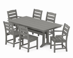Lakeside 7-Piece Farmhouse Dining Set with Trestle Legsoutdoor patio furniture set