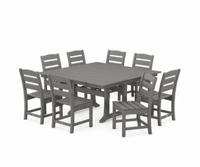 Lakeside 9-Piece Farmhouse Trestle Dining Setoutdoor patio furniture set