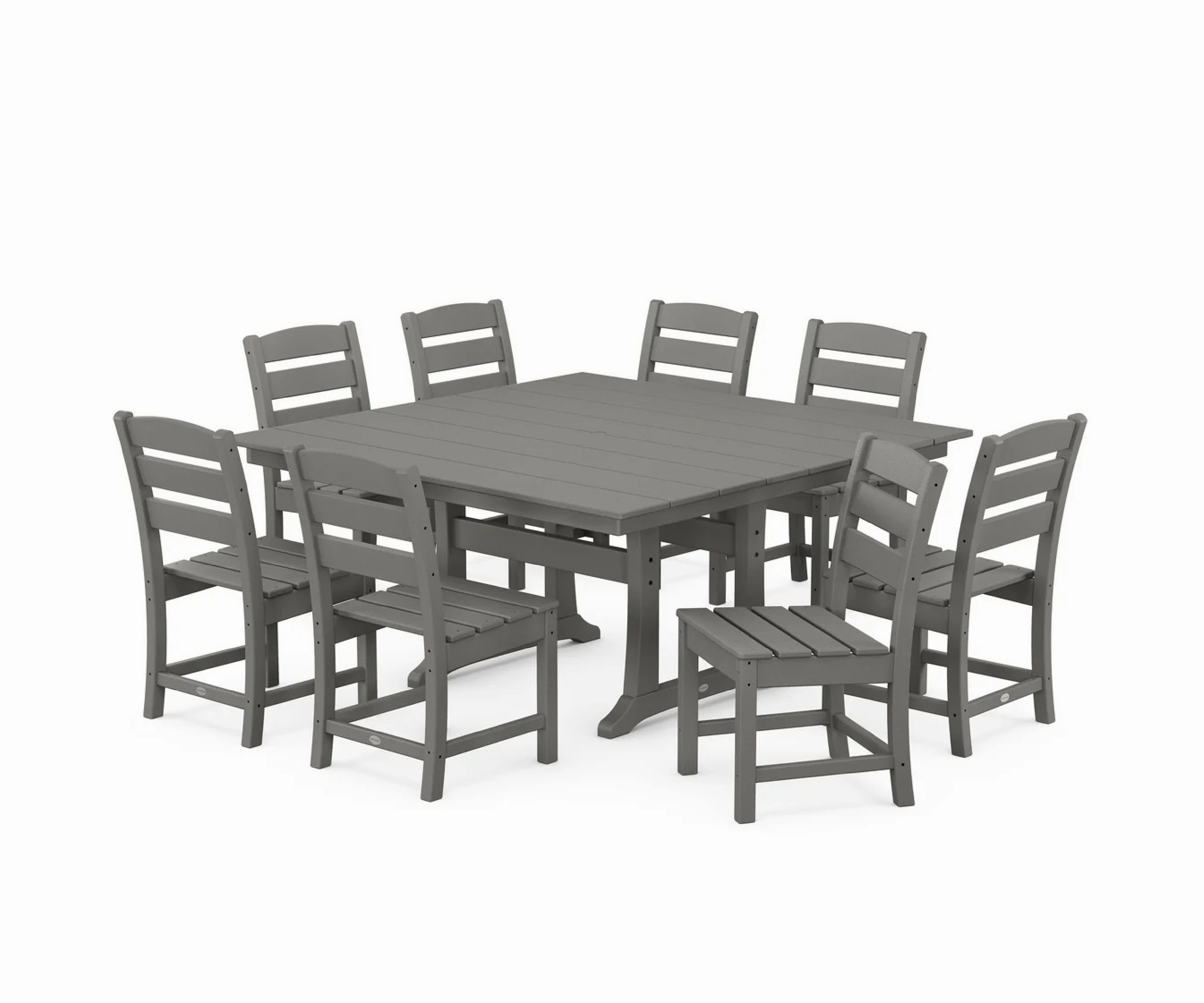 Lakeside 9-Piece Farmhouse Trestle Dining Setoutdoor patio furniture set