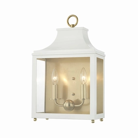 Leigh Two Light Wall Sconce Aged Brass/Soft Off WhiteOutdoor wall sconces with motion sensor