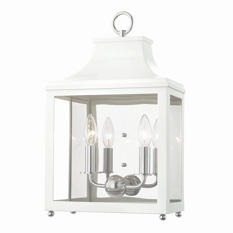 Leigh Two Light Wall Sconce Polished Nickel/WhiteOutdoor wall sconces with motion sensor