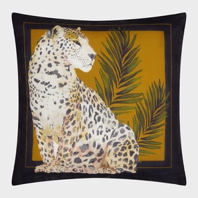 Leopardess - Black & Gold Printed Outdoor Cushion 50x50cmwaterproof outdoor throw pillow