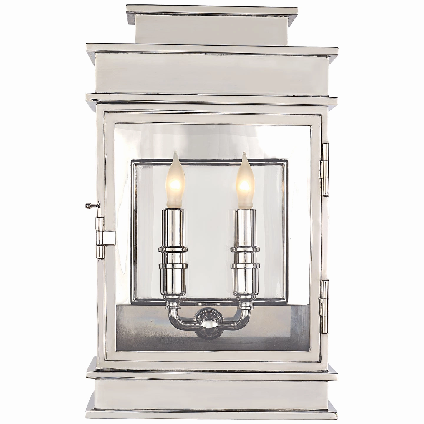 Linear Lantern Two Light Wall Sconce Polished NickelOutdoor wall sconces with motion sensor