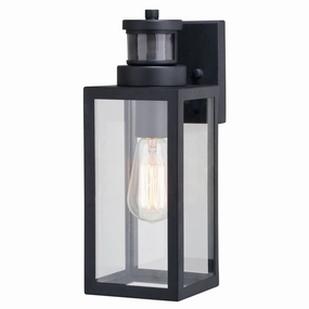 Lombard One Light Outdoor Motion Sensor Wall Light Textured BlackOutdoor wall sconces with motion sensor