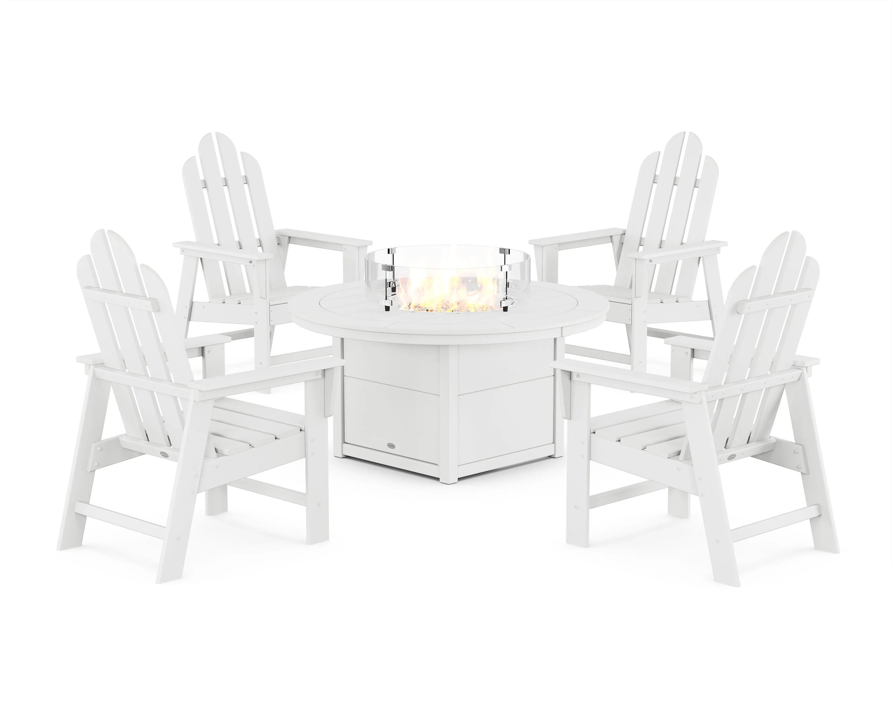 Long Island 4-Piece Upright Adirondack Conversation Set with Fire Pit Table