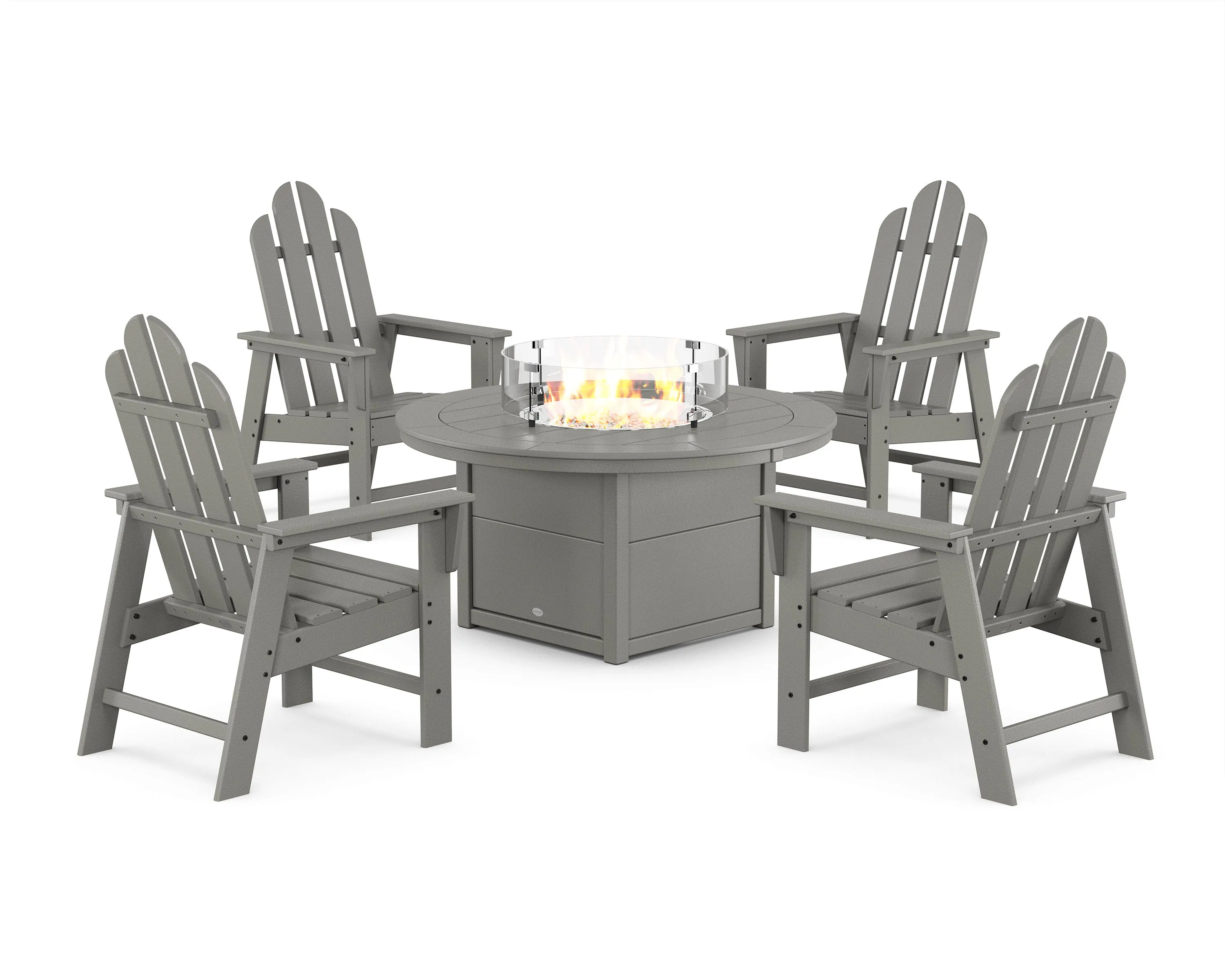 Long Island 4-Piece Upright Adirondack Conversation Set with Fire Pit Tableoutdoor patio dining furniture set