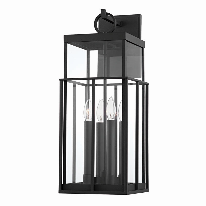 Longport Four Light Outdoor Wall Sconce Textured BlackOutdoor wall sconces with motion sensor