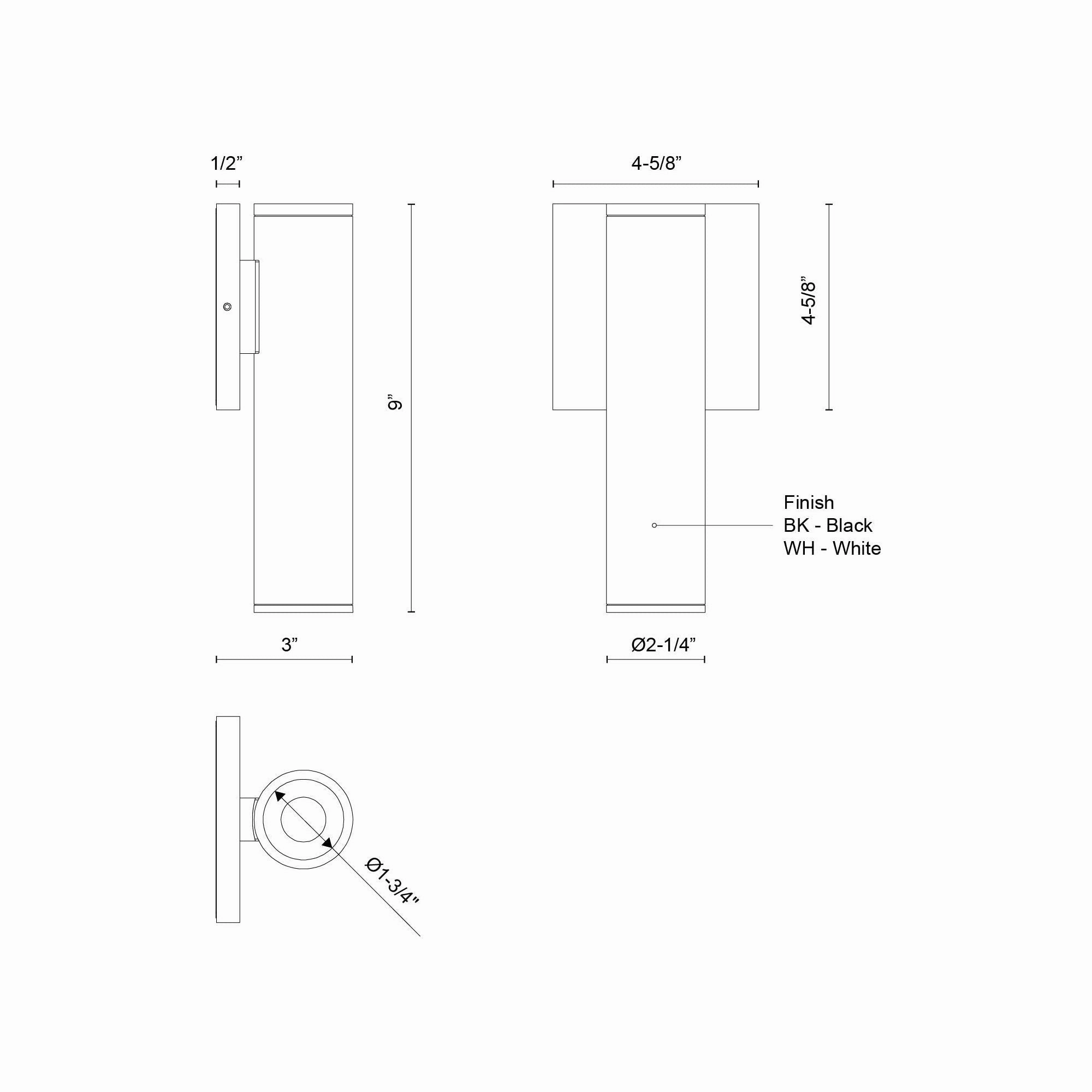 Lorna 9" (2" Dia.) LED Wall Sconce