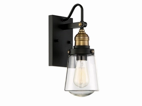Macauley One Light Wall Mount Vintage Black with Warm BrassOutdoor wall sconces with motion sensor
