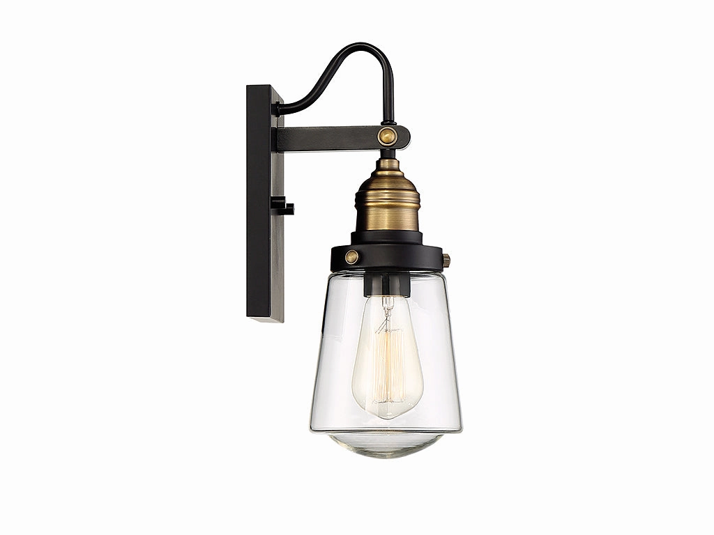 Macauley One Light Wall Mount Vintage Black with Warm Brass