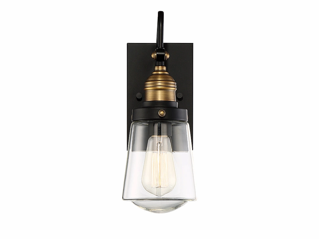 Macauley One Light Wall Mount Vintage Black with Warm Brass
