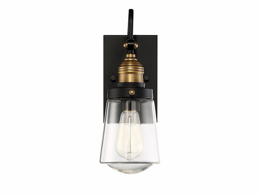 Macauley One Light Wall Mount Vintage Black with Warm Brass