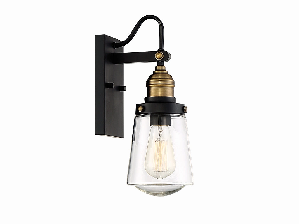 Macauley One Light Wall Mount Vintage Black with Warm Brass
