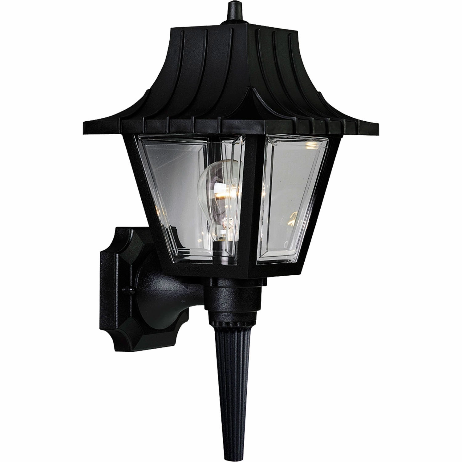 Mansard One Light Wall Lantern BlackOutdoor wall sconces with motion sensor