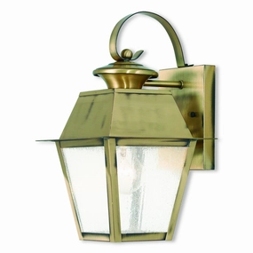 Mansfield One Light Outdoor Wall Lantern Antique BrassOutdoor wall sconces with motion sensor