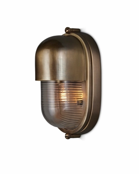 Maritime Collection One Light Outdoor Wall Sconce Antique Brass / ClearOutdoor wall sconces with motion sensor