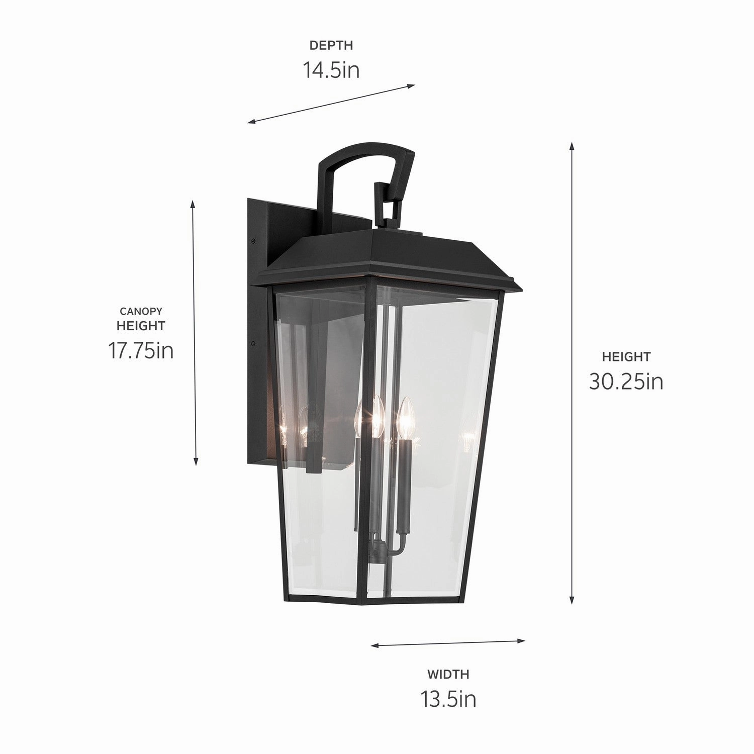 Mathus Three Light Outdoor Wall Mount Textured Black