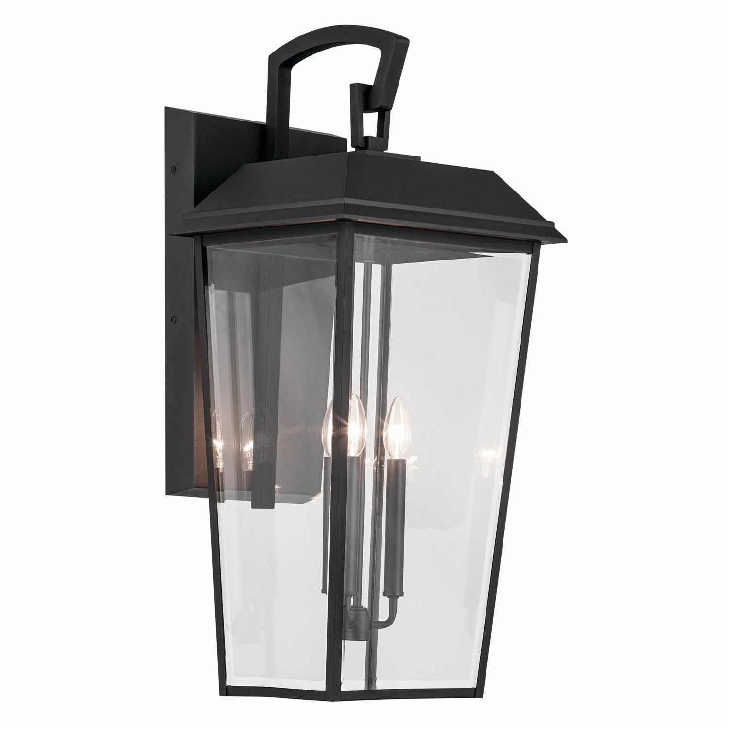 Mathus Three Light Outdoor Wall Mount Textured BlackOutdoor wall sconces with motion sensor