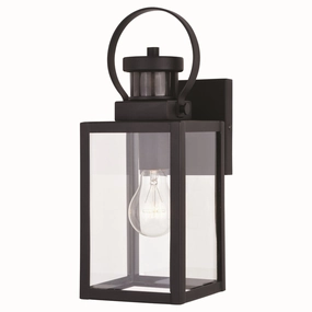 Medinah One Light Outdoor Motion Sensor Wall Mount Textured BlackOutdoor wall sconces with motion sensor