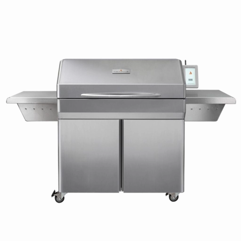 Memphis Elite 69" Wood Fire ITC3 Pellet Smoker Grill on Cart with Wi-Fi VG0002S stainless steel BBQ grill with side table