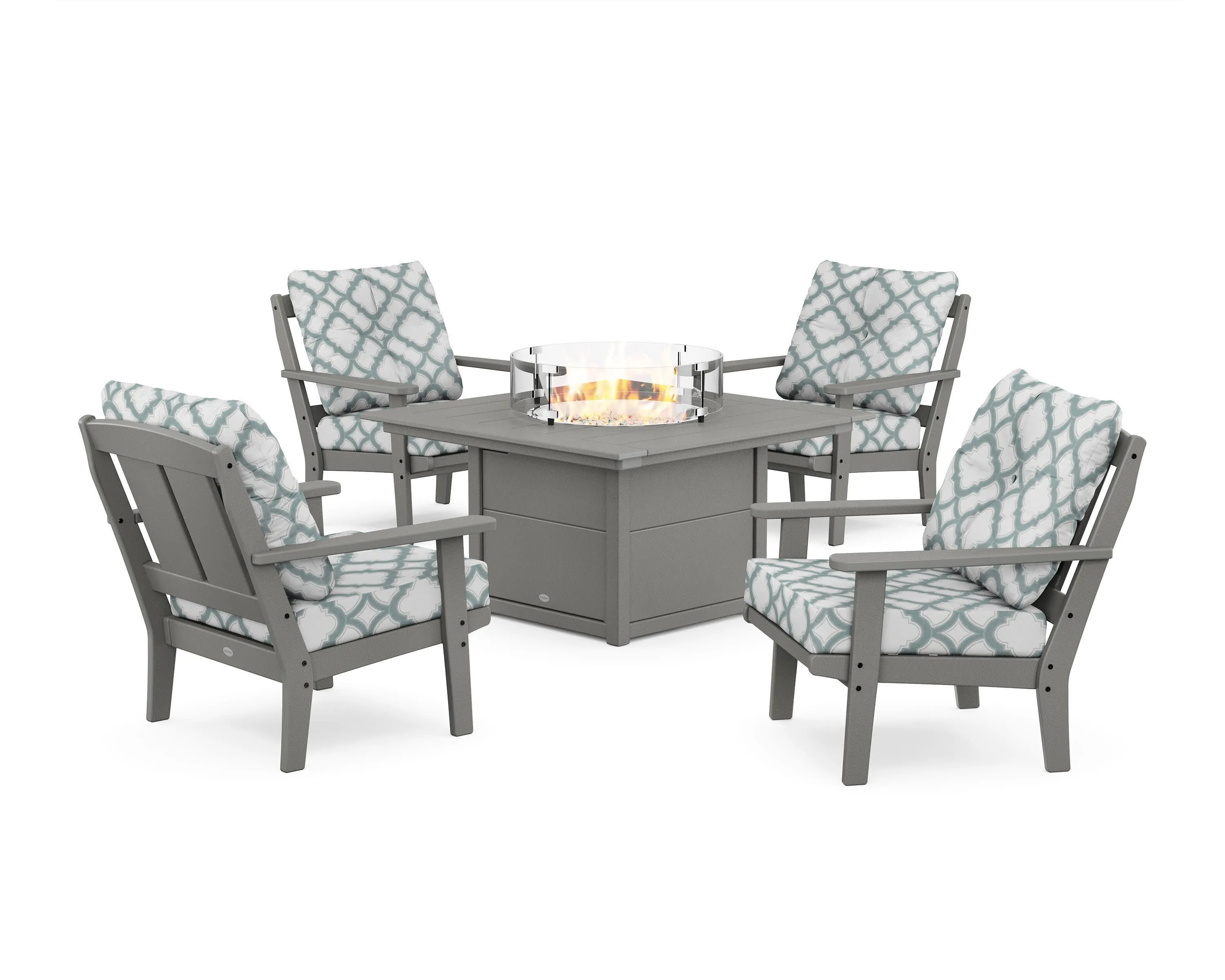 Mission 5-Piece Deep Seating Set with Fire Pit Table