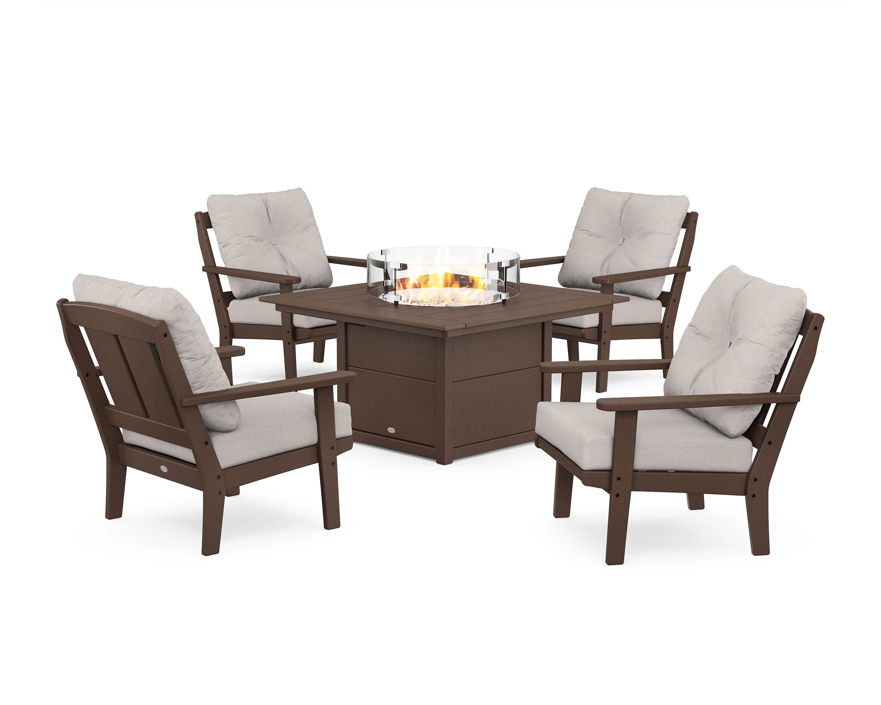 Mission 5-Piece Deep Seating Set with Fire Pit Table