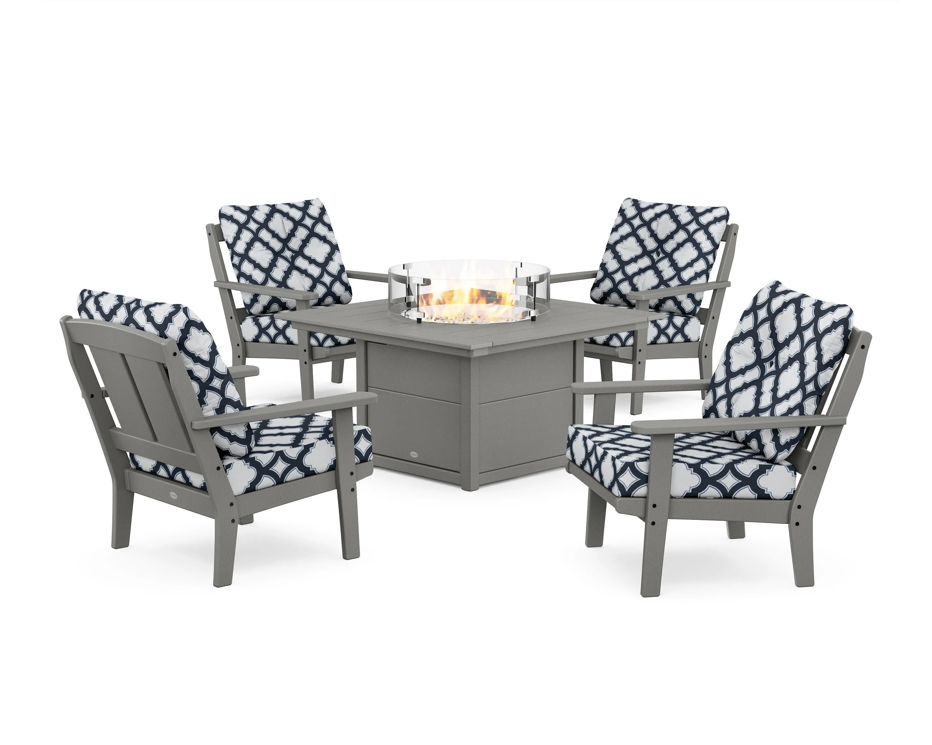 Mission 5-Piece Deep Seating Set with Fire Pit Table