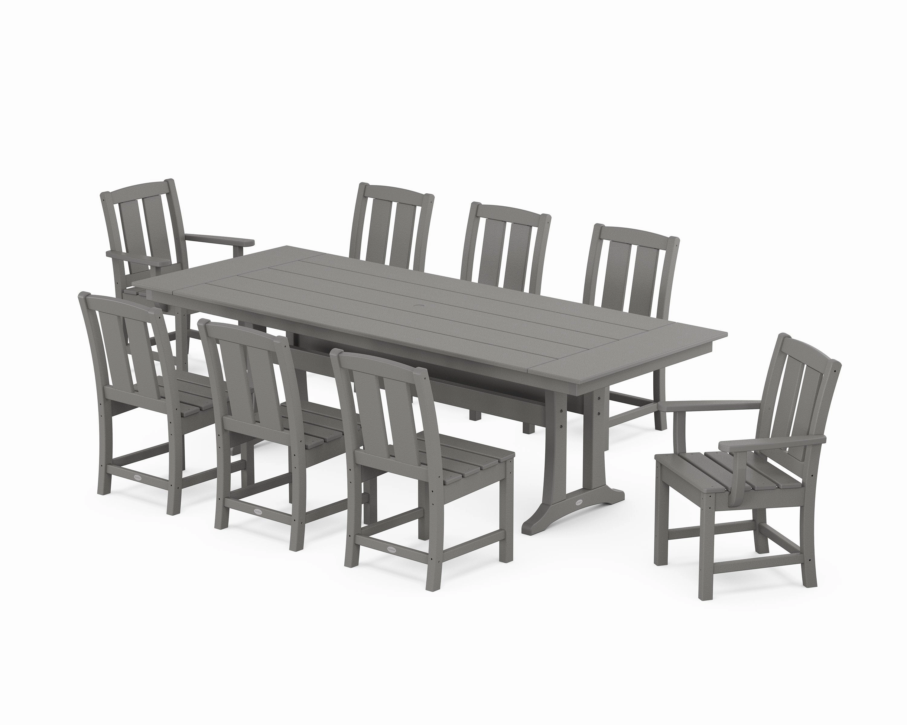 Mission 9-Piece Farmhouse Dining Set with Trestle Legsoutdoor patio furniture set