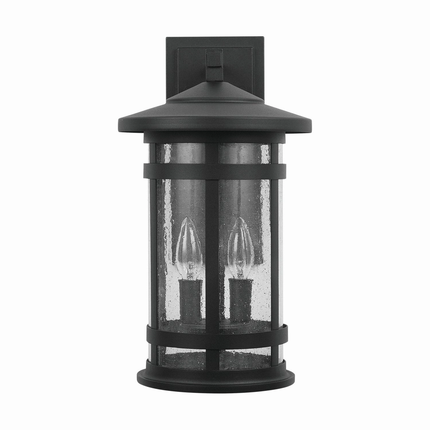 Mission Hills Two Light Outdoor Wall Lantern Black