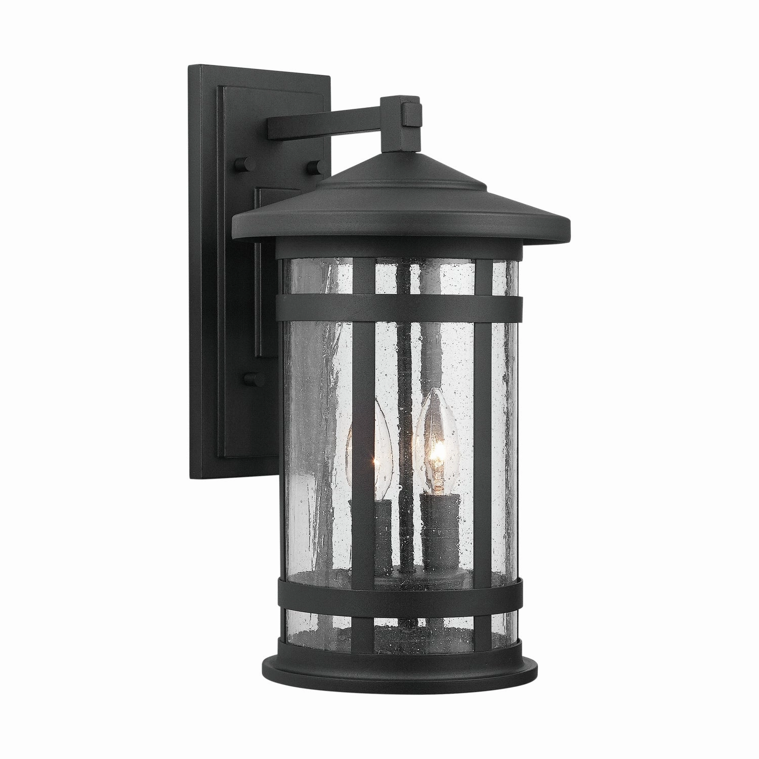 Mission Hills Two Light Outdoor Wall Lantern Black