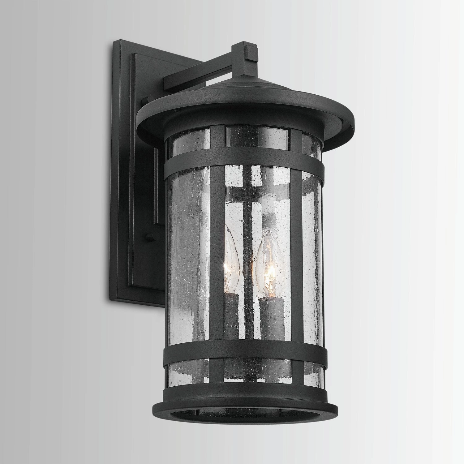 Mission Hills Two Light Outdoor Wall Lantern Black