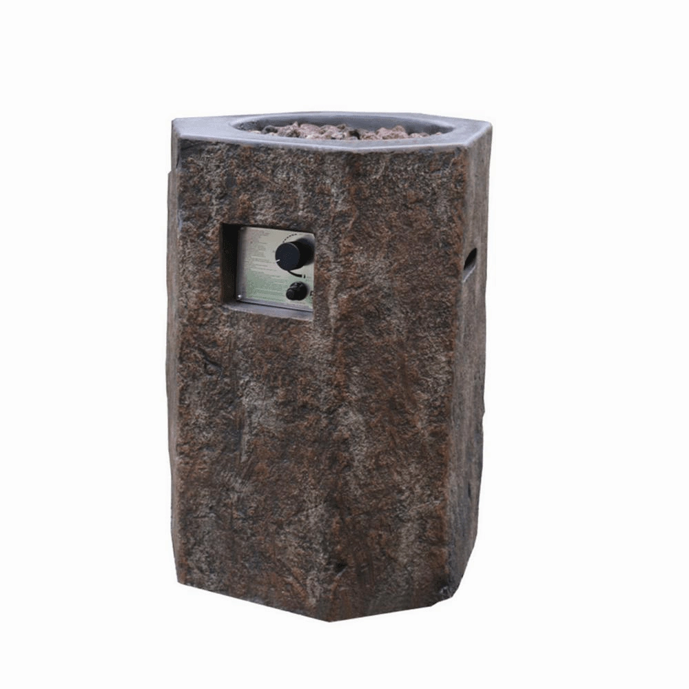 Modeno - Basalt Hexagon Concrete Fire Pit Column, Hidden Propane Storage - OFG601-LPportable outdoor fire pit with lid