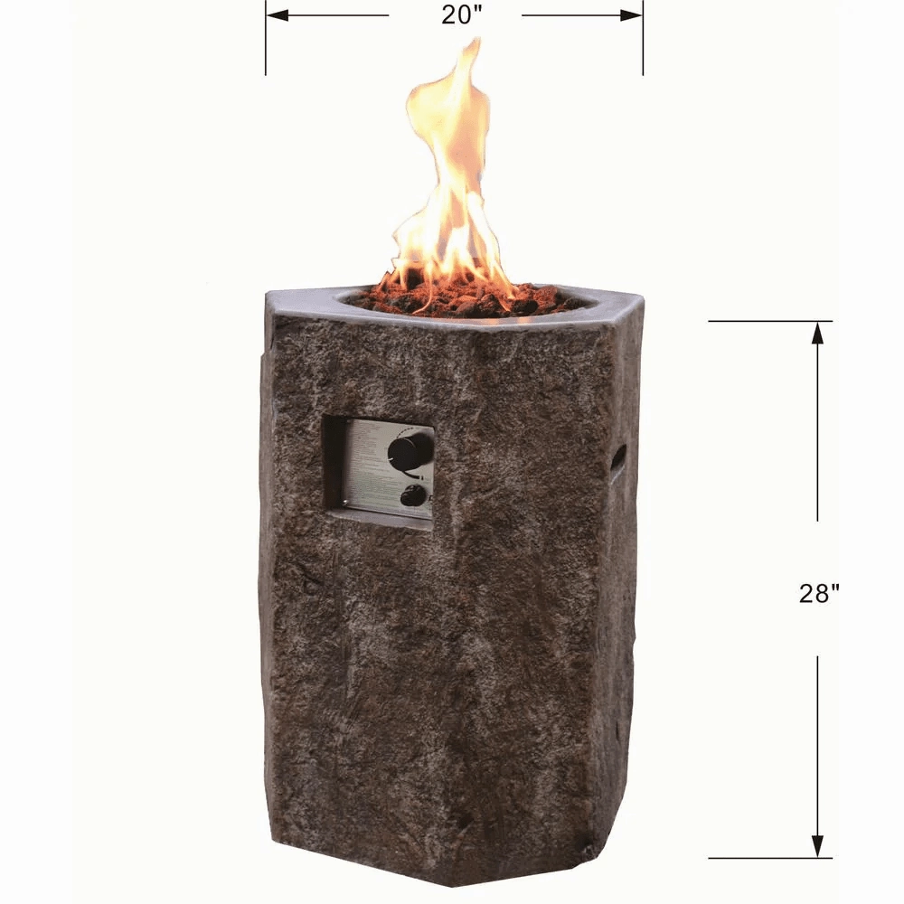 Modeno - Basalt Hexagon Concrete Fire Pit Column, Hidden Propane Storage - OFG601-LP