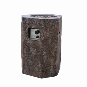 Modeno - Basalt Hexagon Concrete Fire Pit Column, Hidden Propane Storage - OFG601-LPportable outdoor fire pit with lid