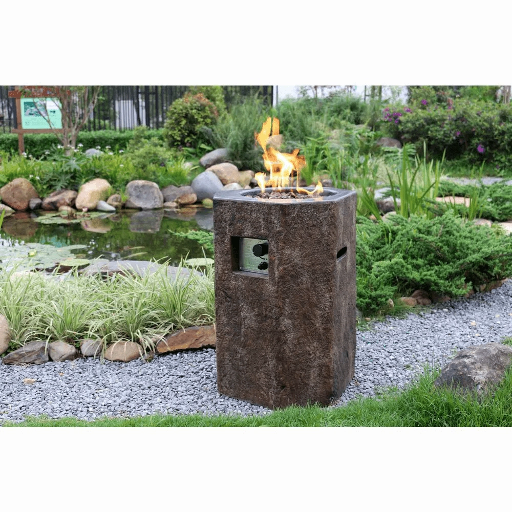 Modeno - Basalt Hexagon Concrete Fire Pit Column, Hidden Propane Storage - OFG601-LP